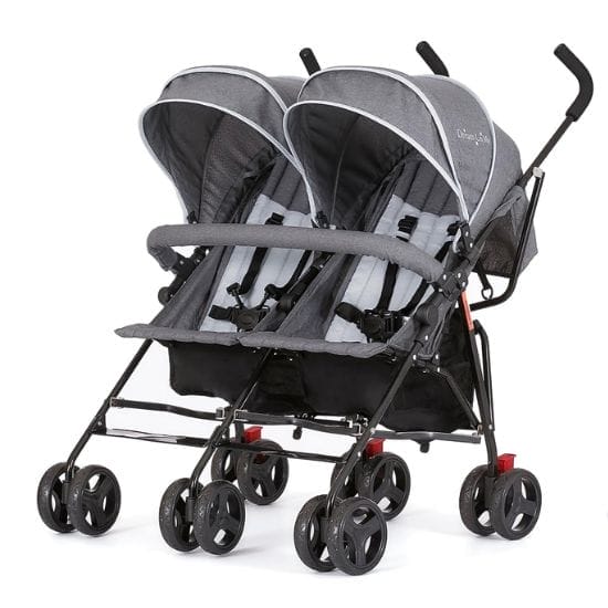 Dream-On-Me-Volgo-Twin-Umbrella-Stroller-in-Gray-Lightweight-Double-Stroller